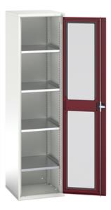 16926077.** verso window door cupboard with 4 shelves. WxDxH: 525x550x2000mm. RAL 7035/5010 or selected